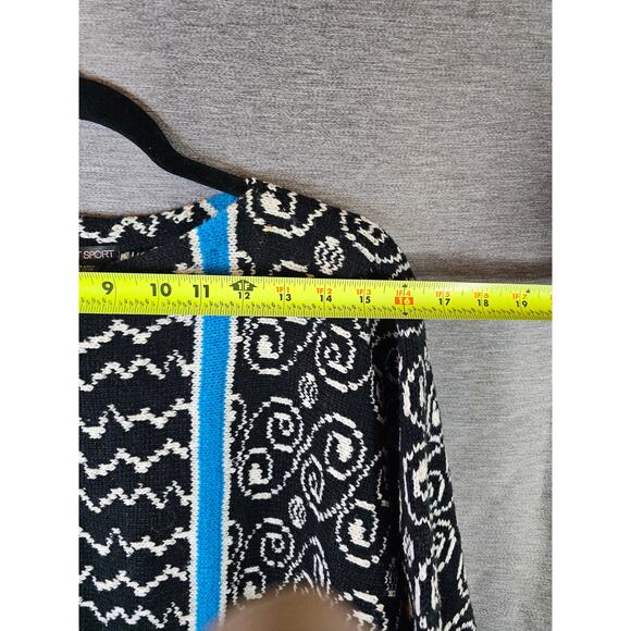 VTG Esprit Sport Sweater Women SM Retro Stripe Abstract Chunky Knit Black/Blue - Picture 9 of 11